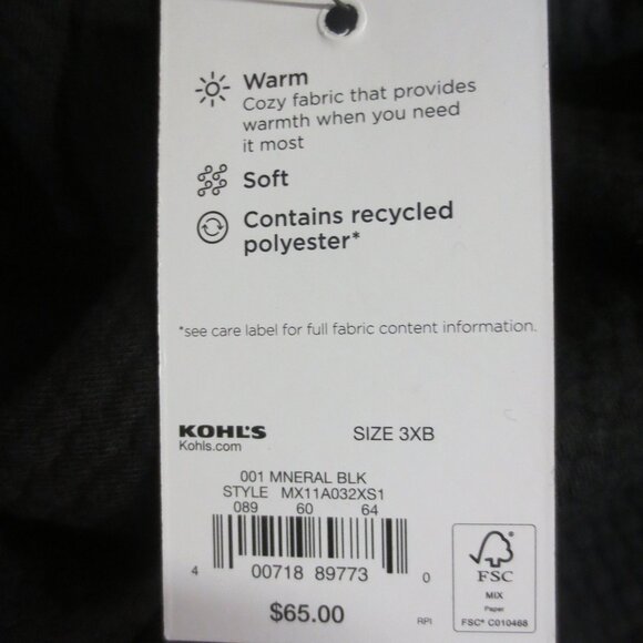 FLX MEN'S URBAN COMMUTER HOODED SWEATSHIRT IN MINERAL BLACK - 3X - Picture 4 of 4